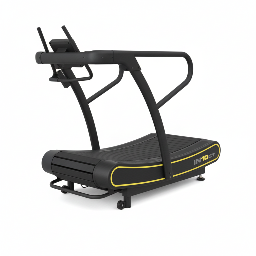 Manual Curved Exercise Treadmill, Black and Yellow, 400 Lb