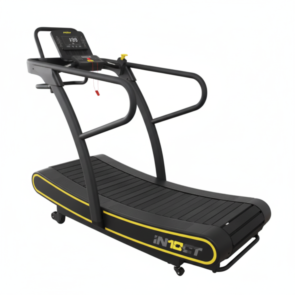 Manual Curved Exercise Treadmill, Black and Yellow, 400 Lb