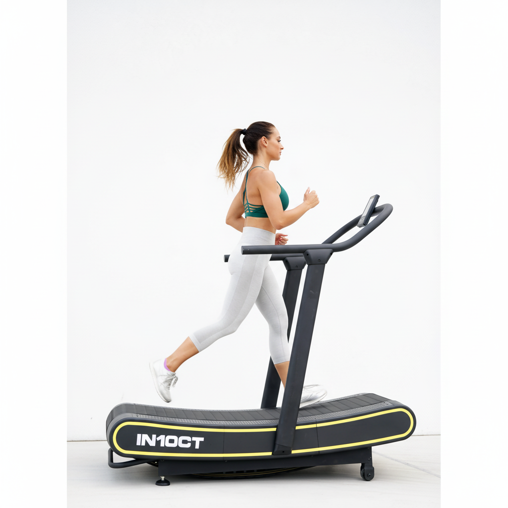 Manual Curved Exercise Treadmill, Black and Yellow